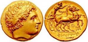 Un statère d’or au nom de Philippe II frappé à Abydos après 323 Courtesy of CNG (http://www.cngcoins.com)