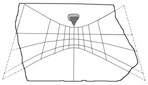 Cadran plan horizontal de Pompéi de provenance exacte inconnue, Ier siècle de notre ère. D’après un cliché de P. Heilig.