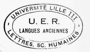 Estampille de la Bibliothèque de l'UER de Langues anciennes