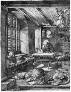 Saint Jérôme dans son étude de Dürer (1514) - Crédits Wikimedia Commons